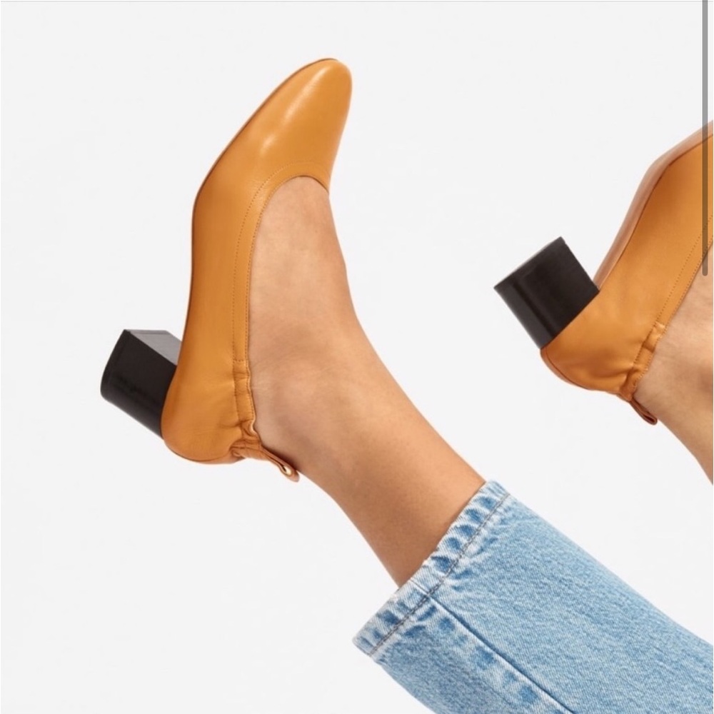 Everlane Day Stacked Block Heel, color Honey size 8